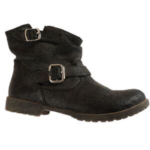 Mix No 6 Ankle Boots Womens Size 7 Black Aaron Booties Slip on Buckles Casual